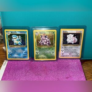 Pokémon Base Set Nidoking & Clefairy. Base Set 2 Blastoise. Near Mint